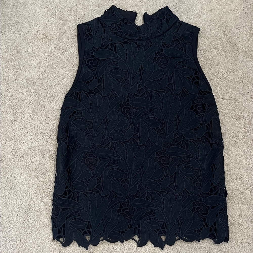 Ann Taylor Navy Lace Top